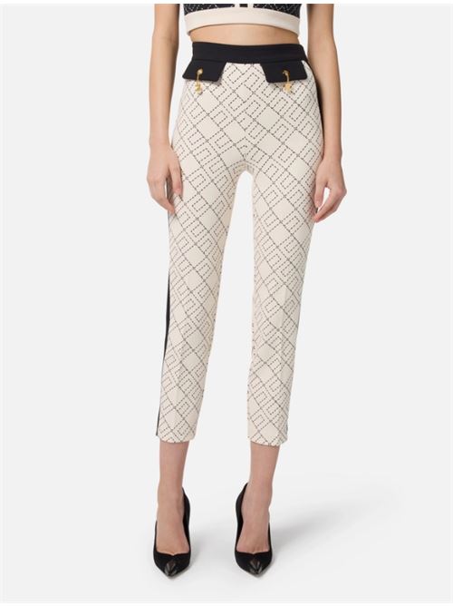 BI-COLOR TROUSERS ELISABETTA FRANCHI | PAS0156E2EF1 Milk/Nero